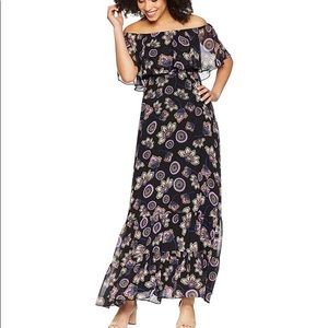Donna Morgan Off theShoulder Printed Chiffon Dress